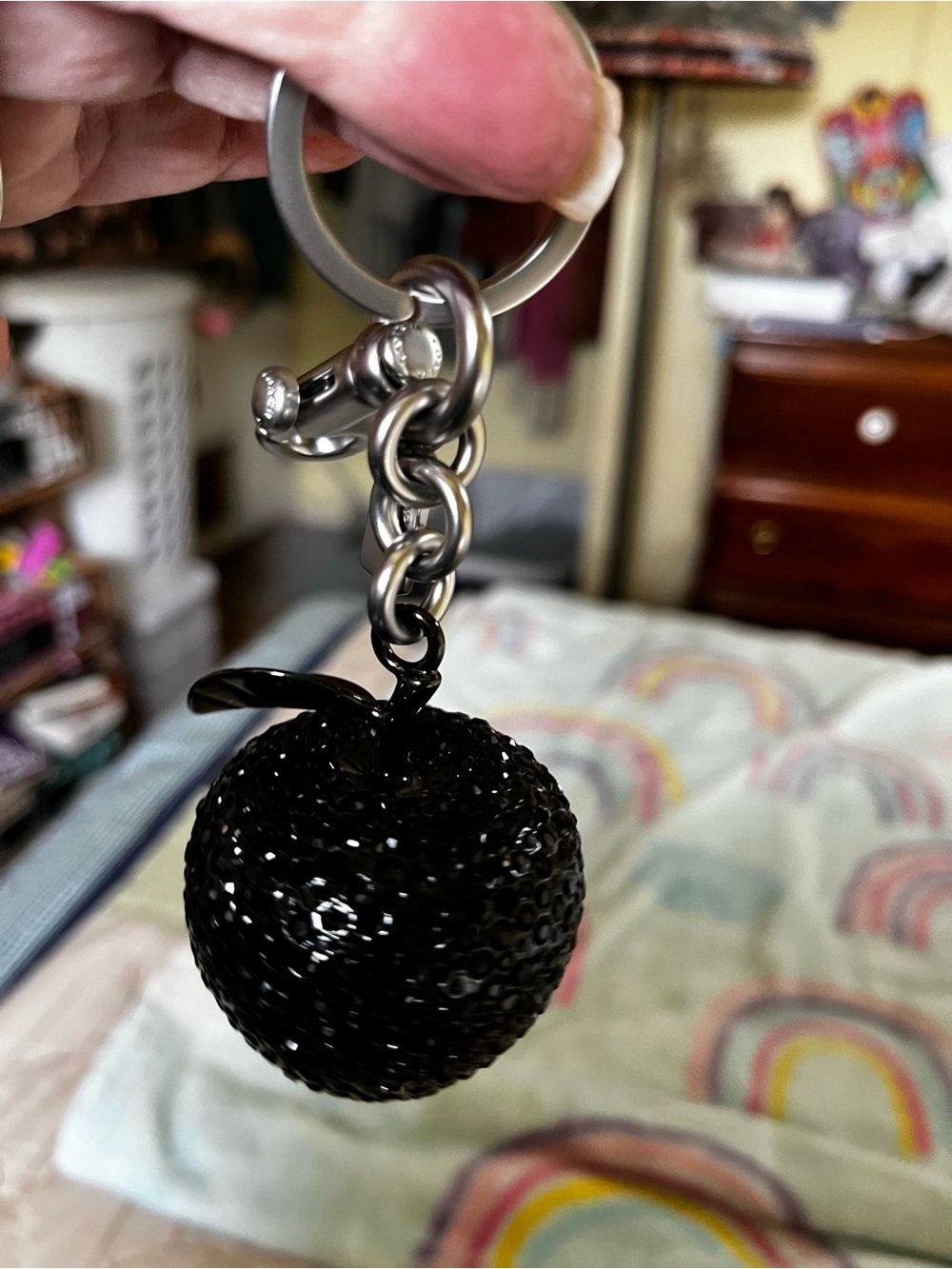 Coach Black Crystal Apple Bag Charm